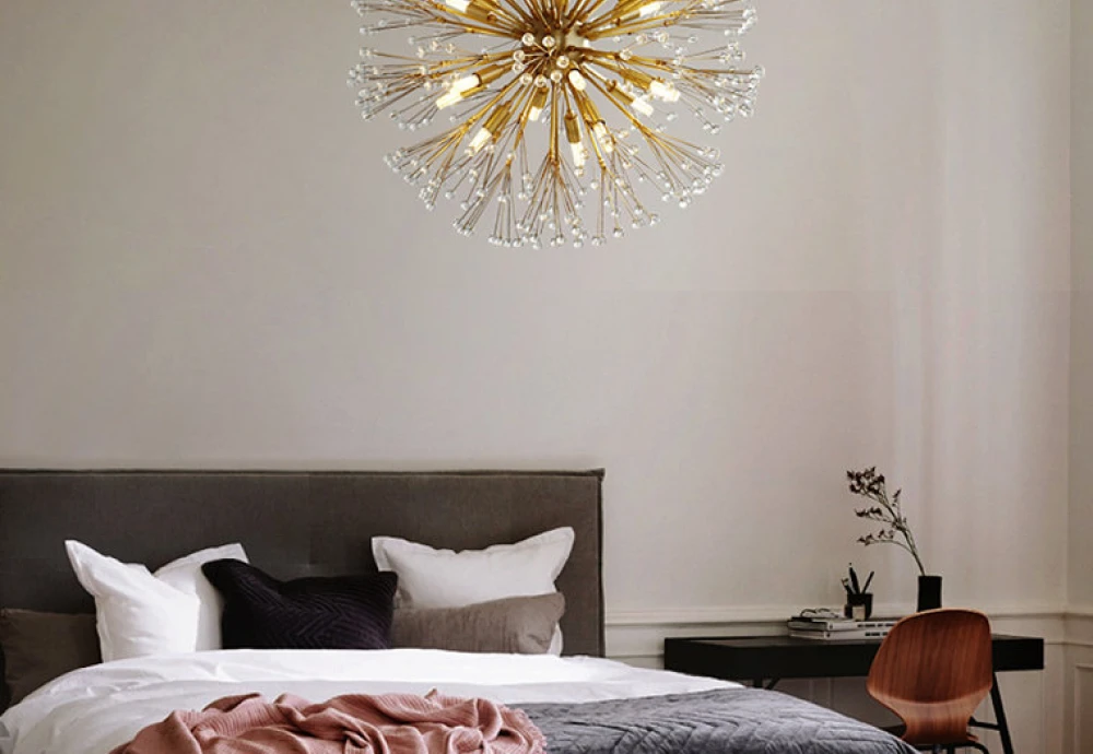 brass chandelier with crystals